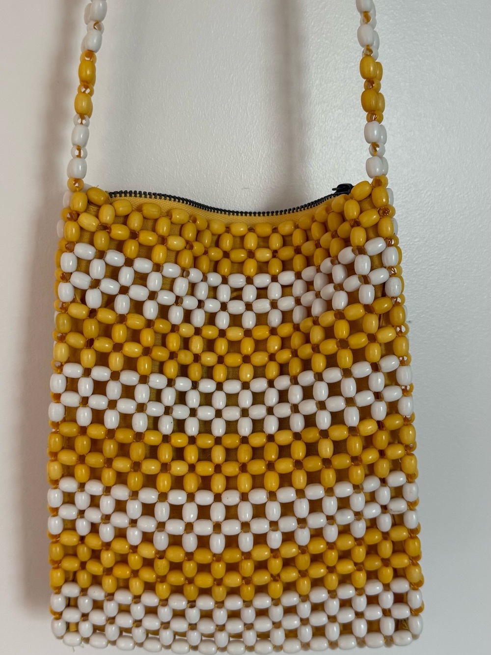 ☀️ Topshop Yellow and White Beaded Crossbody Bag - Picture 2 of 4